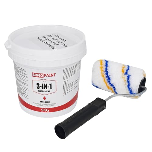 BingoPaint Epoxy resin set 3-IN-1 Floor Coating Water-Based set for seamless spreading. Durable, industrial-grade transparent epoxy resin for concrete floors and countertops (Light Blue, 5KG)