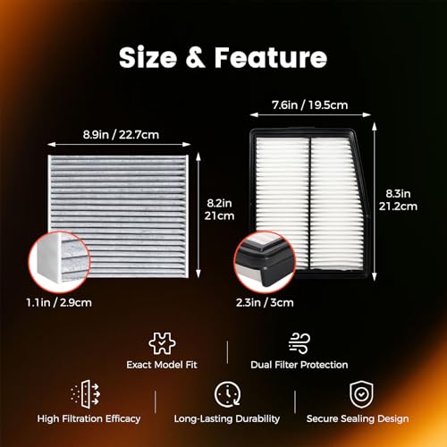 Image of 28113-L5100 97133-L1000 Engine & Cabin Air Filter Set Compatible with Hyundai Tucson 2022-2026 Santa Fe 2021-2025 Sonata 2020-2025 Kia Sorento 2021-2025 Sportage 2023-2025 Hybrid 1.6L 2.0L