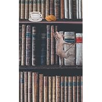 A Rat on a Bookshelf with a Cookie and Coffee Journal - 5x8 in - 75 Pages - Small - Brown and Gray