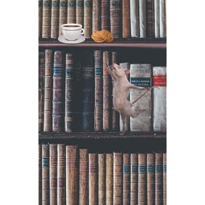 A Rat on a Bookshelf with a Cookie and Coffee Journal - 5x8 in - 75 Pages - Small - Brown and Gray