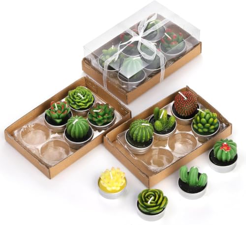 Lawei 18 Pack Cactus Tealight Candles - Handmade Delicate Succulent Mini Plants Candle - Perfect for Home Decor Candles Festival Wedding Props and House-Warming Party by Lawei - Used condition - Image 9
