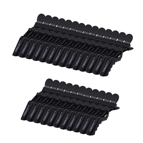 24 Piezas Pinzas Pelo Mujer Peluqueria, Pinzas Peluqueria Profesional, Pinza Pelo de Seccionamiento de Antideslizantes Estilismo, Plástico Hair Clips for Styling para Marcar, Planchar (Negro)