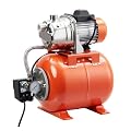 1 HP Shallow Well Jet Pump with Pressure Tank (800GPH), 115V Automatic Water Booster Pump for Home Water Supply, Garden Irrigation, Lawn Sprinklers, and Small Farm Applications