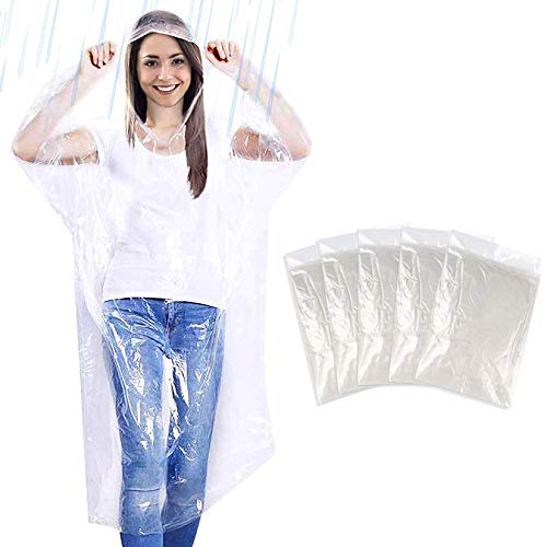 Preisvergleich Produktbild chivving Regenponcho Einweg Regencape Einmal Regenmantel mit Kaputze, 5 Stück