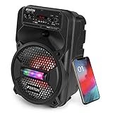  Fenton FPC8 Altavoz portátil de 50 vatios con batería, Bluetooth, USB, MP3, LED y micrófono