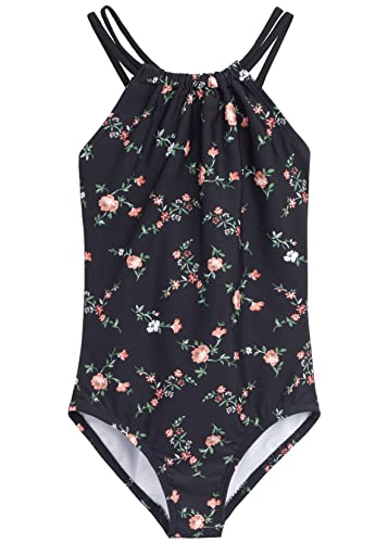 Kanu Surf Girls, Jasmine Beach Sport Halter One Piece Swimsuit, Rose Garden Black, 10