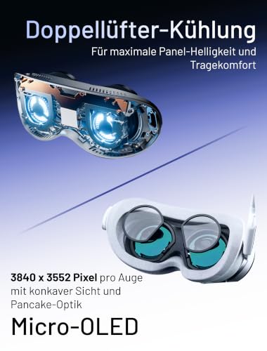 Pimax Dream Air Slam VR Headset 3840×3552 pro Auge 110° Sichtfeld mit Pimax ConcaveView Optik PC-VR-Brille inkl. Controller (White)