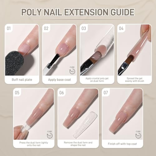 GAOY Watery Crystal Poly Gel for Nail Extensions, 30g Nail Builder Gel, Thin Viscosity, Easy Application & High Hardness, Nude Pink 03