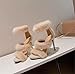 FURINFASHION GR-67 Women's Luxury Real Fur Heeled Sandals Summer With Real Mink Fur Straps Furry Sexy High Heels Open Toe Thin Heels Stiletto (8, Nude Pink)