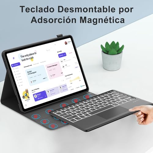 Teclado Bluetooth Lenovo Idea Tab Plus 12.1" 2025 FOGARI con Touchpad Español Ñ Negro 3