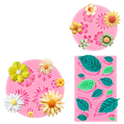 HUSAINI MART | Daisy Chocolate Fondant Molds, Small Flower Silicone Polymer Clay Molds Mini Leaf Chocolate Molds Silicone for Cake Decorating Clay Crafting Candy Soap Ice Cube Wax Melt