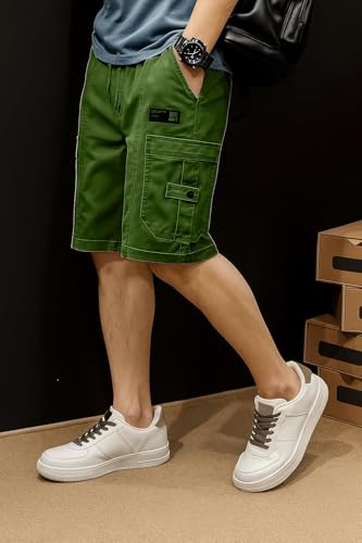 Image of INKKR Men Shorts || Men Shorts Cotton || Men Cargo Shorts Casual Comfort Breathable Knee Length Cotton Shorts