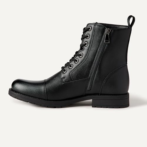 Amazon Essentials Men's Cap Toe Combat Boots, Black, 8 UK