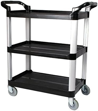 Utility Service Cart - 3 Shelf - 450 Lbs Capacity W 33" x H 38" x D 17" Black