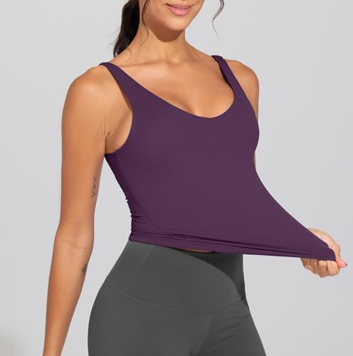 Image of THE GYM PEOPLE Women's Longline Sports Bra Wirefree Padded Workout Yoga Tank Top