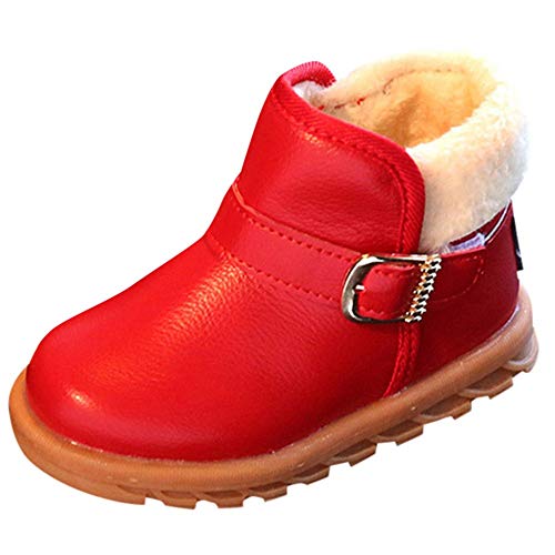 Vinjeely Toddle Baby Girls Boys Fur Lined Warm Martin Shoes Solid Winter Ankle Snow Boots Crib 1-12T Red