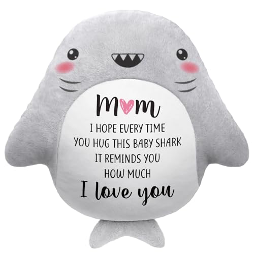 IDELTIME Gifts for Mom, I Love You Shark Pillow, Christmas Birthday Gifts for Moms from Daughter Son, Best Elder Mom Gift on Thanksgiving Valentine's Day Hanukkah, Cute Mama Decorative Throw Pillows