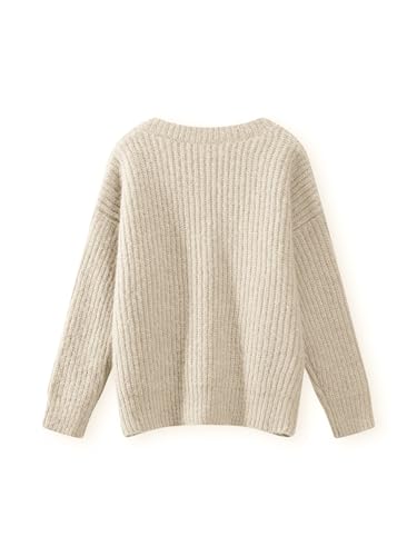 Chunky Knit V-Neck Sweater, Ribbed Pattern, Oversized Fit3