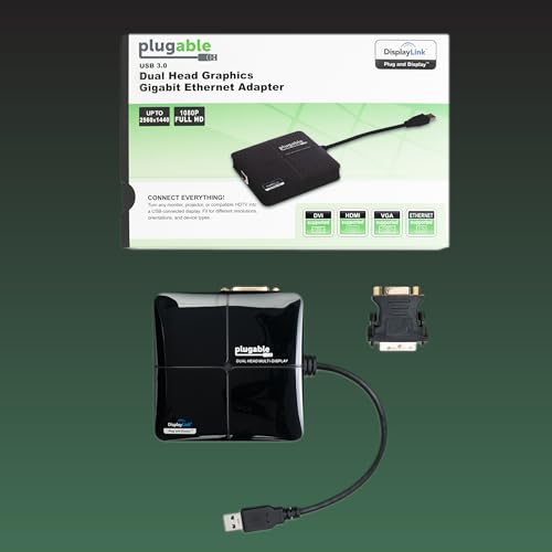 Docking station Plugable USB 3.0 universelle mini pour double écran PC portable noir - 5