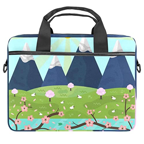 Sacoche à bandoulière pour ordinateur portable 13 à 14.5 pouces motif paysage de montagne