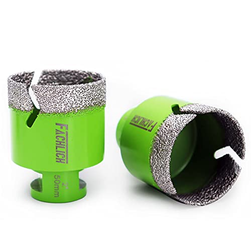 Image of Diamond Core Drill Bit,2pcs Diameter 2 inch 50mm Thread 5 /8-11,Vacuum Brazed Dry Wet Hole Saw for Porcelain Tile,Granite,Marble,Concrete,Masonry,Brick