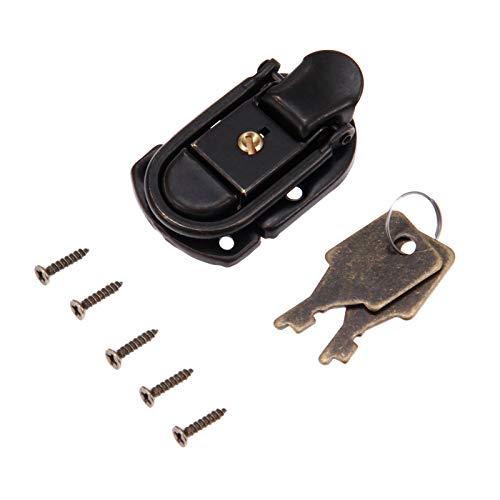 Image of 1Pc Antique Bronze Box Locks Iron Purse Key Lock Vintage Wooden Box Toggle Latch Hasps Furniture Hardware with Key Screws 58 * 34mm