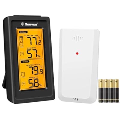 Geevon Indoor Outdoor Thermometer Wireless Digital Thermometer Temperature with LCD Backlight Can Receive Signals from 3 transmitters,200ft/60m Range Living Room,Baby Room,Kitchen,Office,Patio
