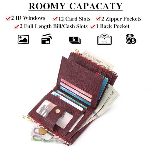 Image of GOIACII Small Wallet for Women with Double Zipper Pocket RFID Blocking Ladies Wallet Leather