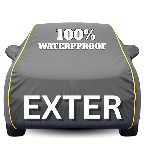 Image of Waterproof Car Body Cover - 100% Water Proof Custom Fit New Car Covers, Outdoor Full Protecting Cover for Exter (All Models) with Free Storage Bag - UV, Rain & Dust, All Weather Protection