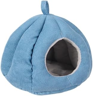 Hedgehog Honey Possum nest Warm Winter Parrot nest Small Flower Branch Mouse Sleeping nest Velvet Hamster nest Winter Bird Supplies (Medium,Blue)