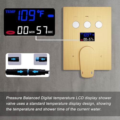 KATASI Brushed Gold Shower System with Body Jets, 12 Inch Wall - Want ...