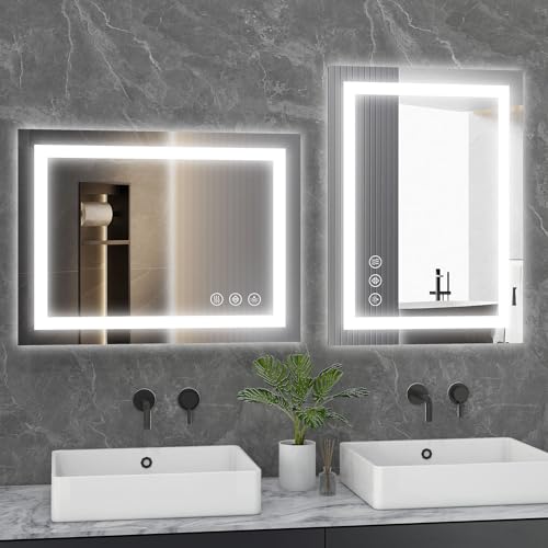 Image of NEWBULIG 24 inchx 32 inch LED Bathroom Mirror with Lights, Anti-Fog | Lighted Bathroom Vanity Mirror for Wall, Memory Function, Dimmable, Tempered Glass, Shatter-Proof