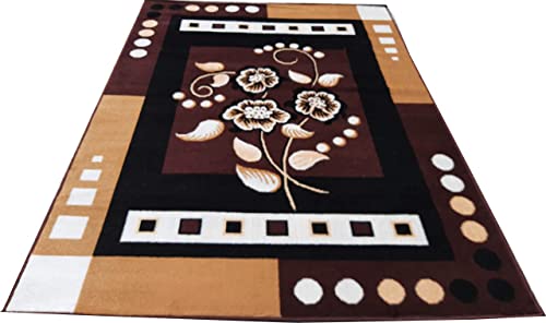 Image of Soft Thick Washable Rugs for Home Decor Living Room 6x8 Feet (180 x 235 Cm) Brown Color