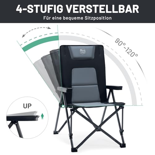 TIMBER RIDGE Campingstuhl Faltbar 260 KG Belastbar 4 Positionen verstellbar – Ansicht 4