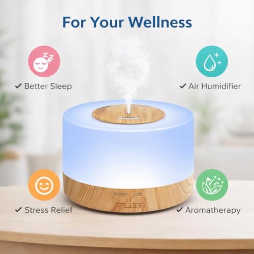 Image of Bedroom Humidifier for Sleep Essential Oil Diffuser with Flame Effect Night Light Ultrasonic Cool Mist Air Quiet USB Auto Shut Off Aromatherapy Diffuser (Oil Diffuser Humidifier)