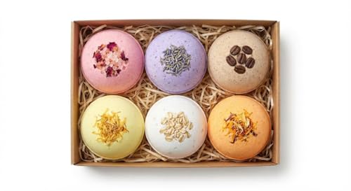 Image of Bath Bomb - spa set for women Rose, calendula, Oats, Green , Pink salt |and city's orange lime Refreshing hot water bath hydrating moisturizing enchanting Fizzy Aromatic Bath Bomb ( 75 g) each - Pack of 6 Perfect Hamper for Women Men (MIX)