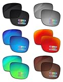 Bowyer 6 Pairs POLARIZED Replacement Lenses for Oakley Fuel Cell Sunglasses - Black, Titanium Mirror, Surf Blue, Fire Red, Jade Green, Brown