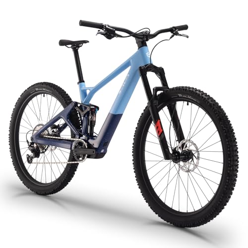 Elektrisches Mountainbike für Erwachsene,Carbonrahmen Elektrofahrrad,Vollfederung E-Bike mit Shimano M6100 12S Getriebe-Kit,36V Akku,Mittelmotor 90 Nm, 4 Kolben Hydraulikbremsen (Sternblau, 29 * 17)