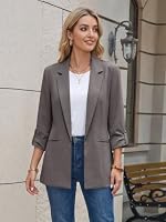 Cicy Bell Damen 3/4 Arm Blazer Elegant Jacke,Grau,M – Ansicht 5
