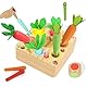 XIAPIA Montessori Spielzeug ab 1 Jahre, Baby Motorikspielzeug Steckspiel aus Holz, Lernspielzeug Karottenernte Geschenk für Kinder Junge Mädchen zum Geburtstag Neujahr Weinachten