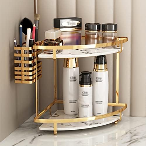 WDSOPK Makyaj Depolama Rafı, 2-3 Katmanlı Kozmetik Saklama Sepeti, Banyo için Tel Depolama Rafı, Şifonyer, Lavabo Tezgahı (Altın-22,5 x 47 cm) - Görsel 5