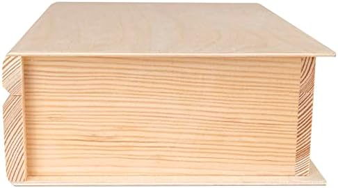 Creative Deco Wooden Storage Box Book Cover | 24 x 19 x 7.5 cm | Plain, Unpainted & Unfinished Bookcase | Home Storage Keepsake Trinket Treasure Chest | Perfect for Bookworm Craft Decoupage