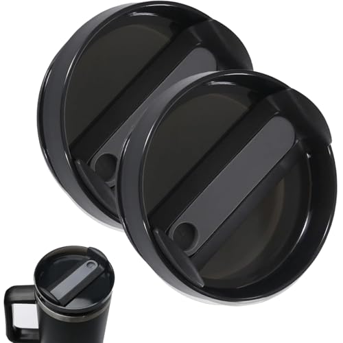 2 Pack 40 OZ Tumbler Lid Replacement Fit for Stanley Cup Lid,Spill Proof Tumbler Covers for Stanley Cup Accessories(Black)