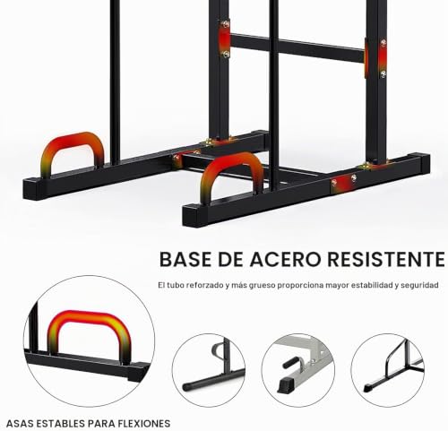 Miniatura 7 de Jx Fitness - Estación De Ejercicio, Barra Ajustable, Para Fondos, Dominadas, Flexiones Y Entrenamiento Abdominal - Equipo De Entrenamiento Para El Gimnasio O El Hogar, Negro