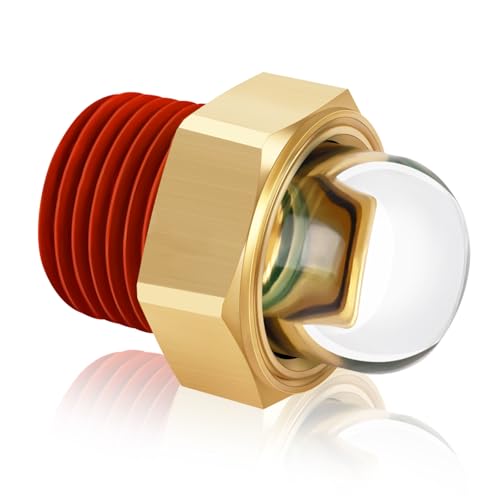 Boltigen 1/2 NPT Hex Head Domed Oil Sight Glass, Brass