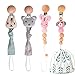 Kaimeilai Set di 4 catenelle per ciuccio, in tessuto, con clip in legno di faggio, catenella per ciuccio in legno all'uncinetto, catena per ciuccio per ragazze e ragazzi (orso + conigli + cuccioli)