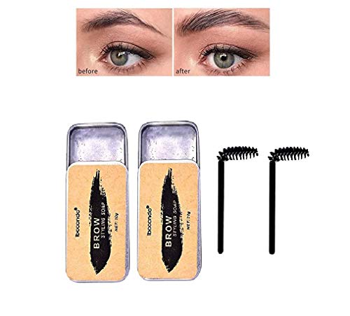 2 Pcs Eyebrow Soap Kit 4D Brows Styling Soap Long Lasting Waterproof Eyebrow Styling Gel Eyebrow Makeup Balm Pomade for Natural Brows with Eyebrow Brush (2 Pack)