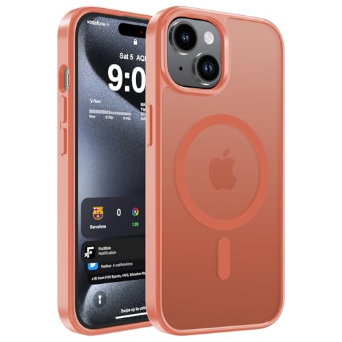 WRJ ���C�}�b�g�P�[�X iPhone 15 Plus/14 Plus 6.7�C���`�p [Magsafe�Ή�] [�~���^���[�O���[�h�̗����ی�] �X���������� �w��h�~ �ϏՌ��ی�P�[�X - �I�����W