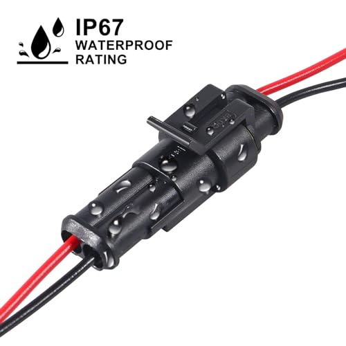 image for AITRIP 10 Pack 2 Pin Wire Connector 16 AWG Waterproof Automotive Elect