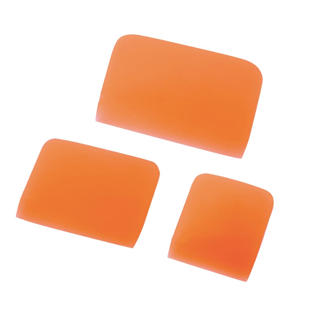 TPU Squeegee 3 in 1 Different Sizes for Car Anti-Scratch Rubber Scraper & Vinyl Wrap & Car Window Glass Tinting PPF Coating Windshield Squeegees 3pcs (Orange), TPUS002